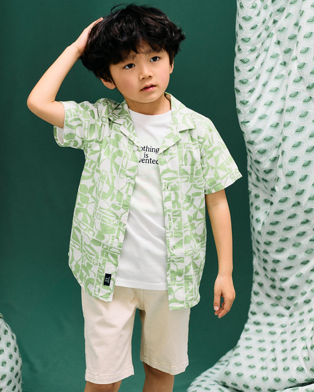 CONJ. SHIRT AND SWIM SHORTS AOP COTTON