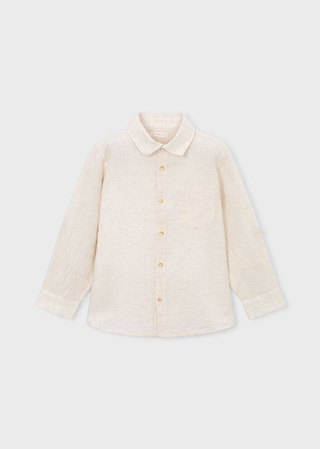 Camisa m/l lino c/camisero