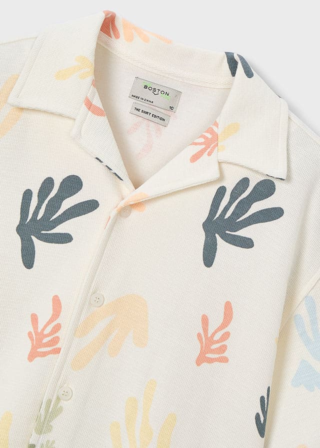 Conj. Camisa m/c punto estampada y Bermuda punto estructura
