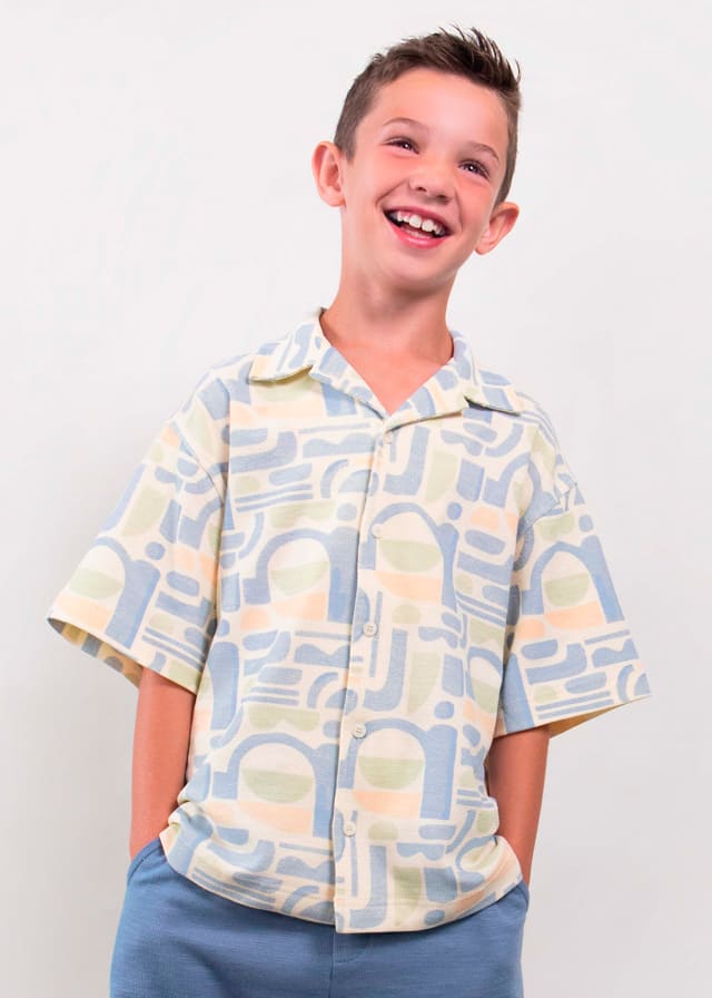 Conj. Camisa m/c punto estampada y Bermuda punto estructura
