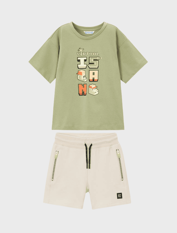 Conj. Camiseta m/c mix and match y Bermuda cremalleras