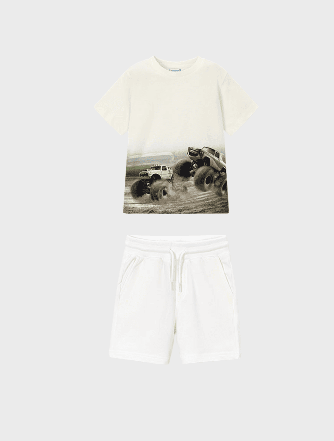 Conj. Camiseta m/c print posicionad y Bermuda felpa basica