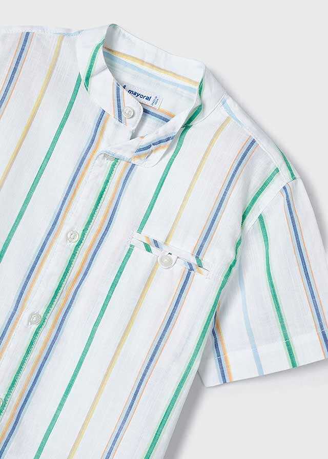 Camisa m/c cuello mao rayas