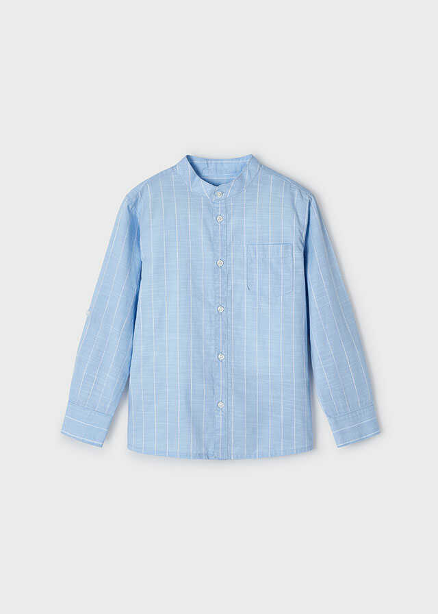 Camisa m/l cuello mao rayas