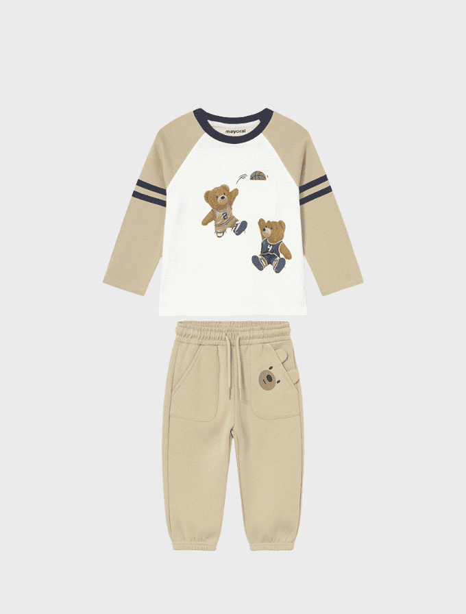Conj. Camiseta m/l combinada y Pantalon felpa
