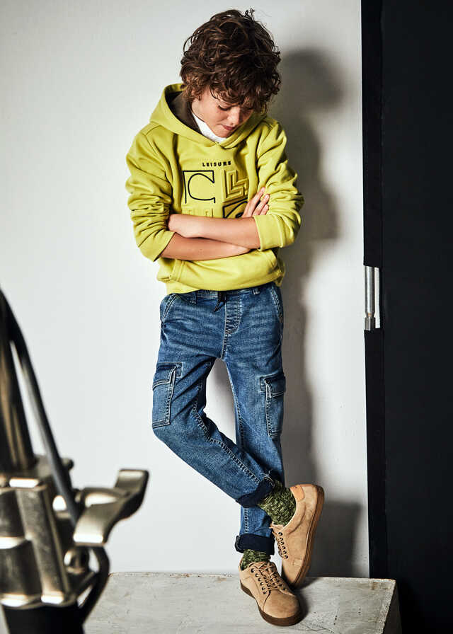 Pantalon denim jogger cargo