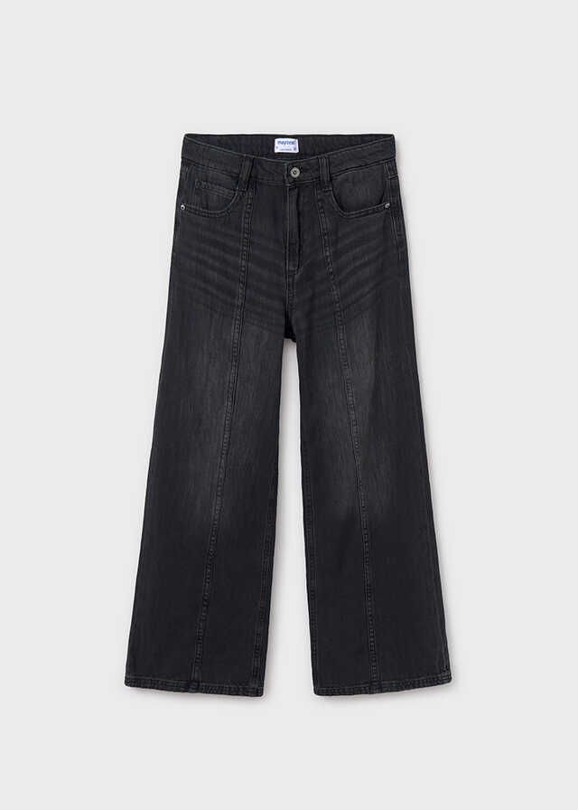 Pantalon largo tejano wide leg