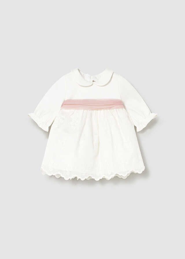 Vestido combinado bordado