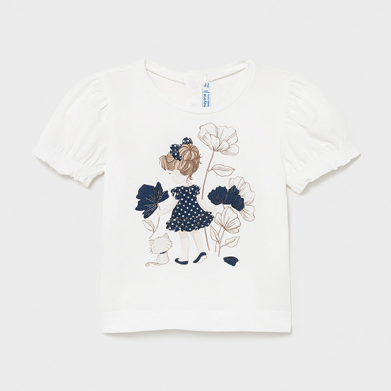 Camiseta m/c niña y gatito