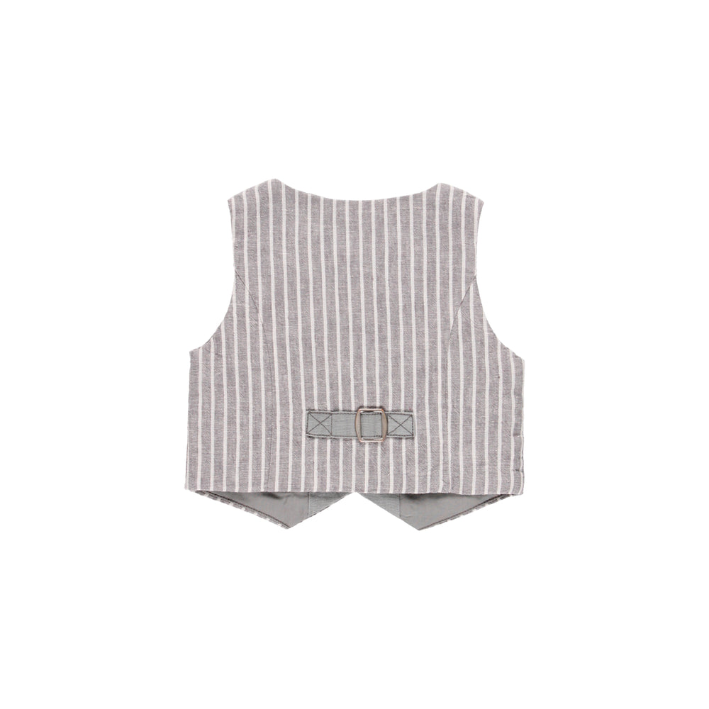Conjunto chaleco lino listado y bermuda lino de bebe niño
