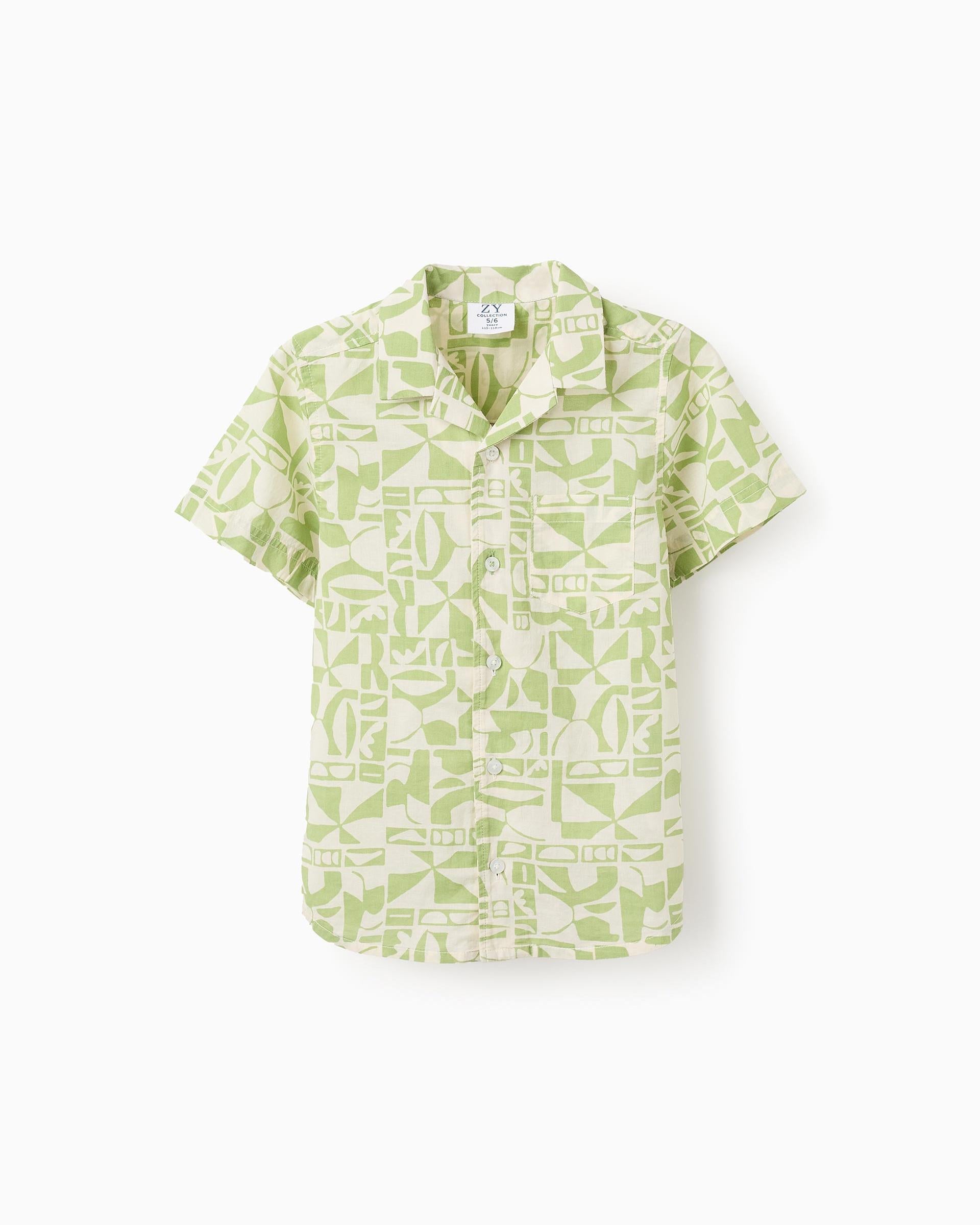 CONJ. SHIRT AND SWIM SHORTS AOP COTTON