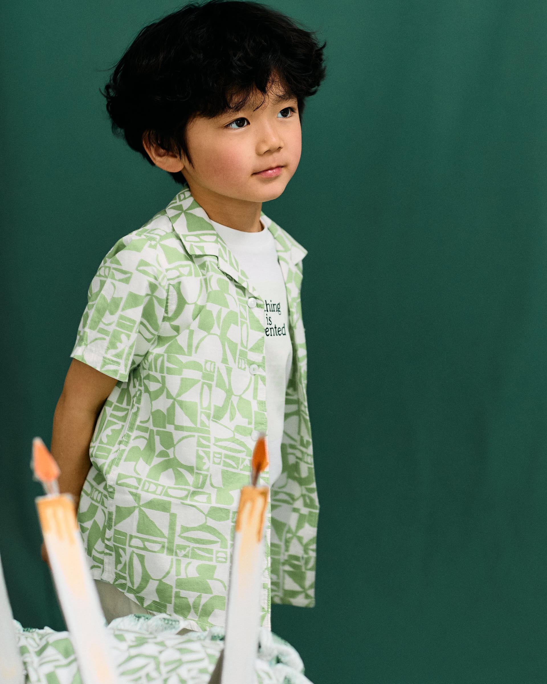 CONJ. SHIRT AND SWIM SHORTS AOP COTTON