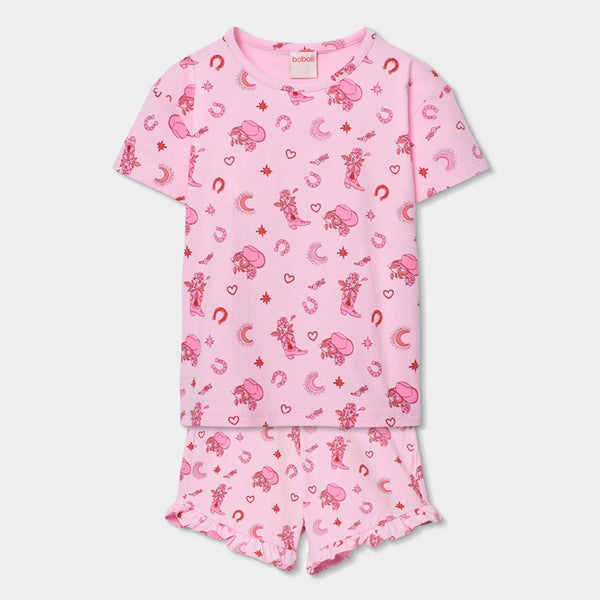 Pijama punto estampado de niña