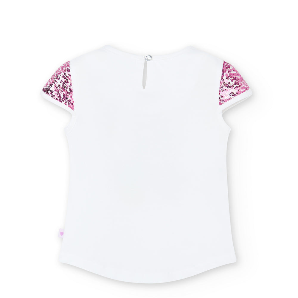 Conj. Camiseta punto elástico y falda gasa plisada
