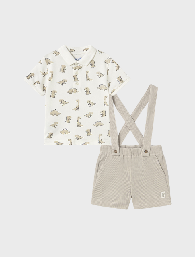 Conj. Polo m/c estampado y Bermuda tirantes