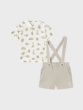 Conj. Polo m/c estampado y Bermuda tirantes