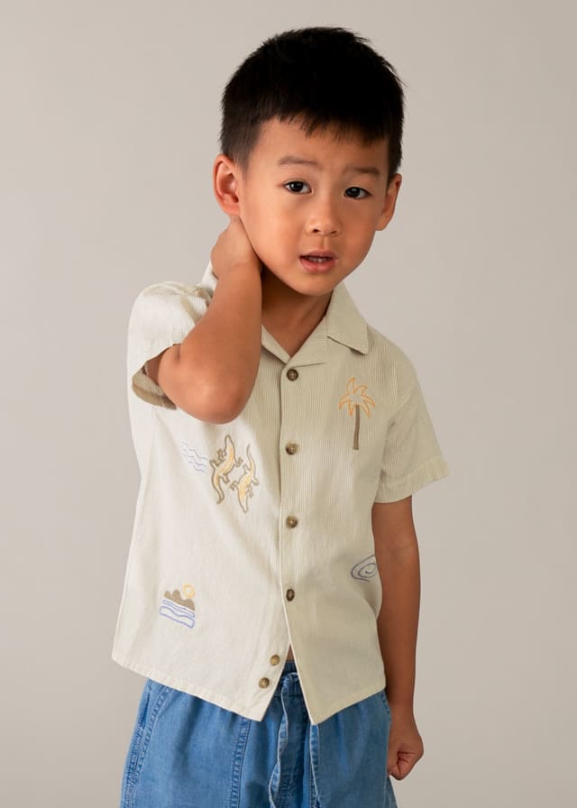 Camisa m/c bordados