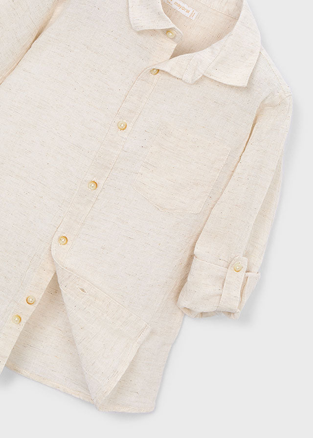 Camisa m/l lino c/camisero