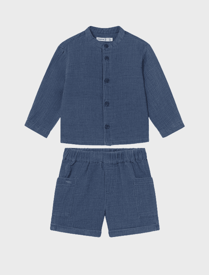 Conj. Camisa m/l  y Bermuda bambula tejanera