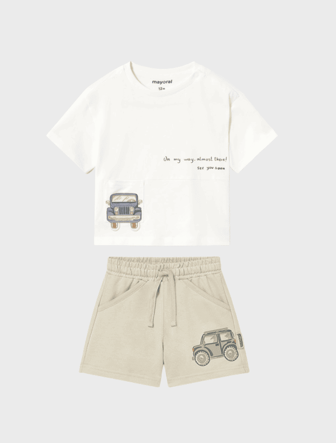 Conj. Camiseta m/c bolsillo y Bermuda felpa play