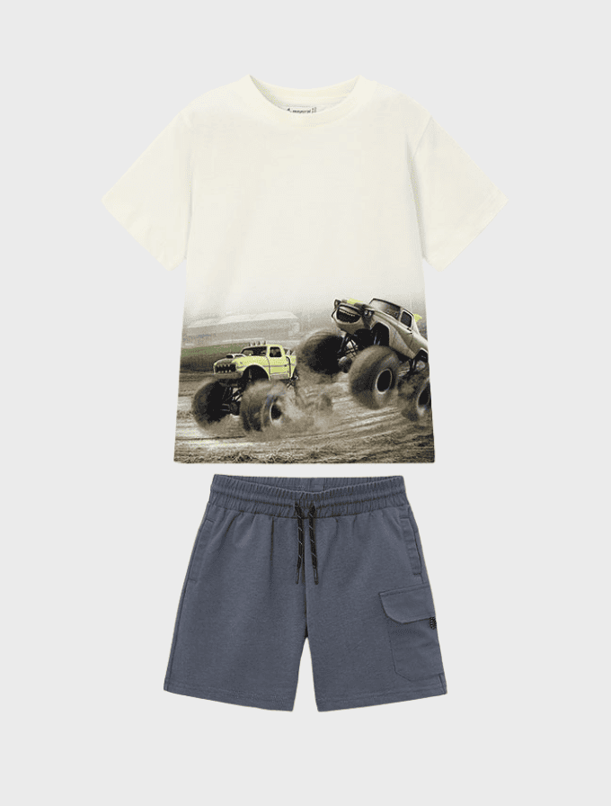 Conj. Camiseta m/c print posicionad y Bermuda combinada