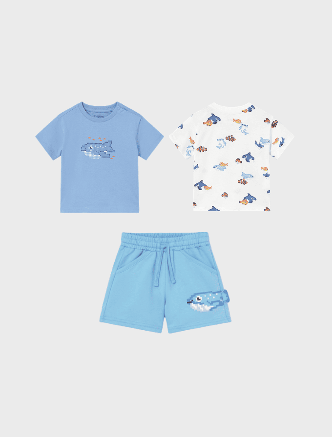 Conj. Set dos camisetas m/c y Bermuda felpa play