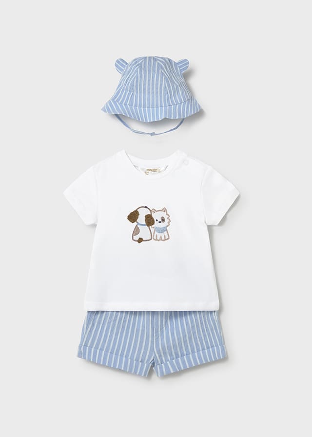 Conj. pantalon corto y gorro
