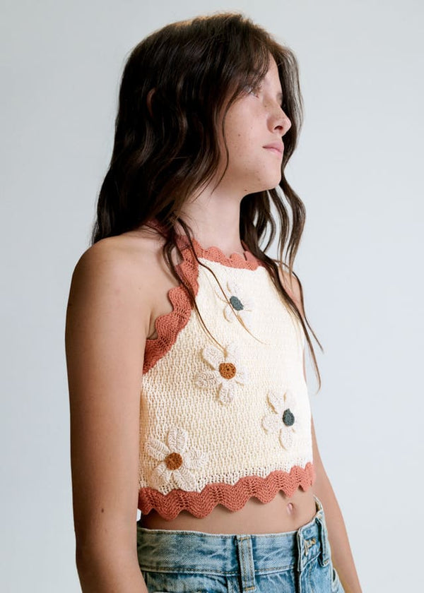Top tricot flores