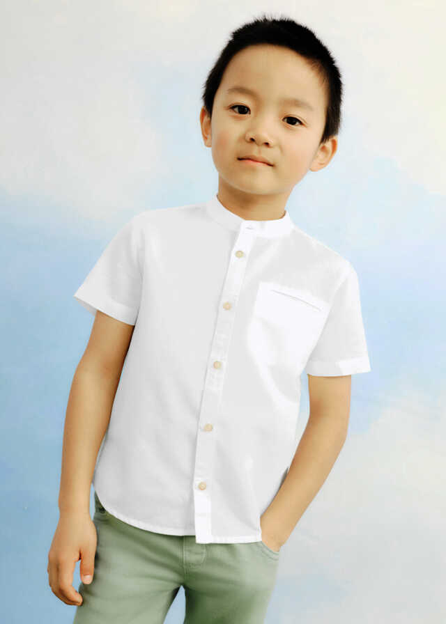Camisa m/c cuello mao lino