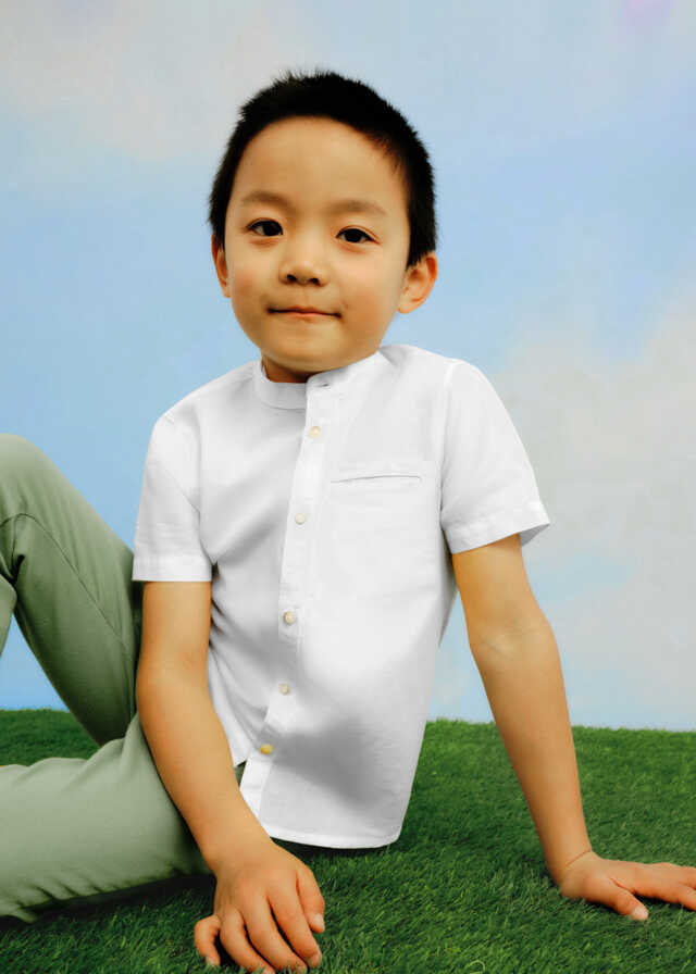 Camisa m/c cuello mao lino