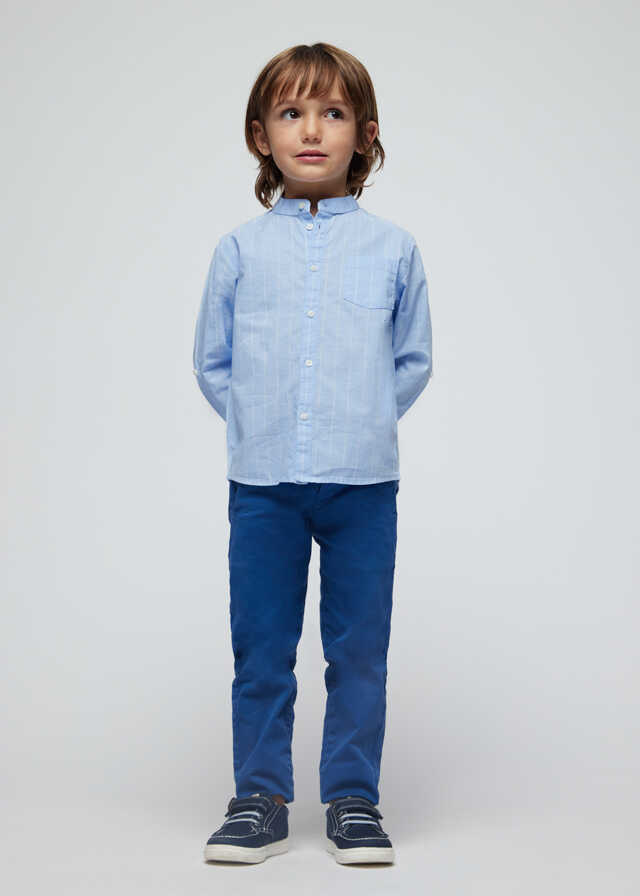 Camisa m/l cuello mao rayas
