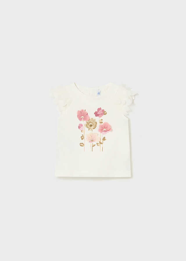 Camiseta m/c apliques flor