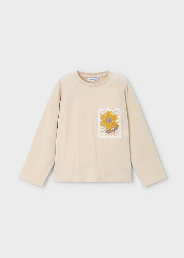 Camiseta m/l bolsillo crochet