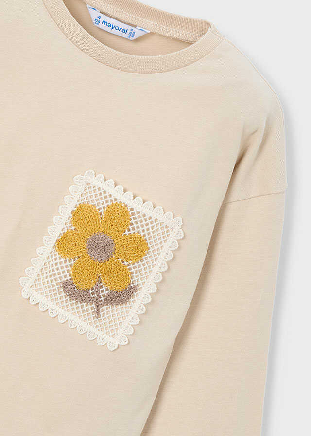 Camiseta m/l bolsillo crochet