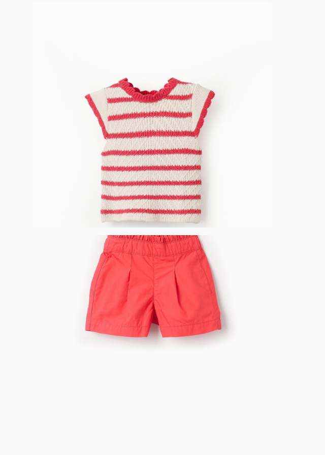CONJ. KNIT TOP COTTON Y SHORT POPELIN