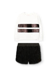 Conj. Sudadera Felpa Elástica Y Short Con Lentejuelas