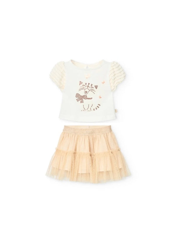 Conj. Camiseta Punto Y Falda Tul