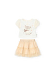 Conj. Camiseta Punto Y Falda Tul