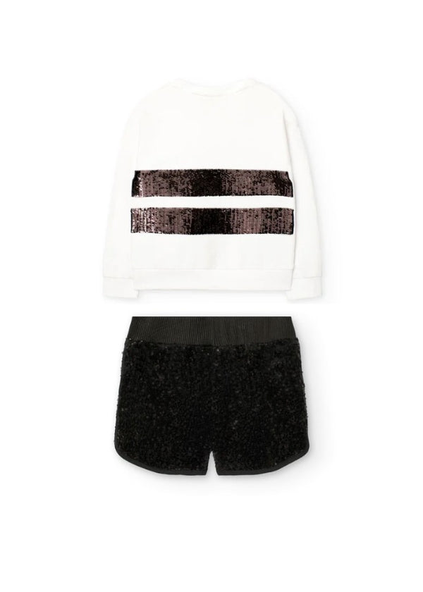 Conj. Sudadera Felpa Elástica Y Short Con Lentejuelas