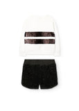 Conj. Sudadera Felpa Elástica Y Short Con Lentejuelas