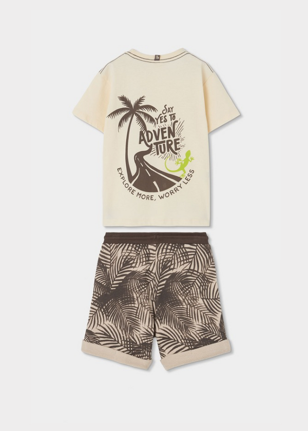 Camiseta punto y Bermudas felpa estampada