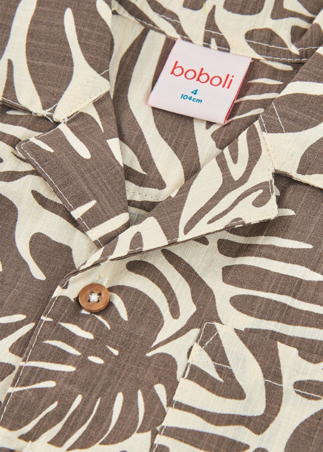 Camisa popelín estampada y Bermuda felpa