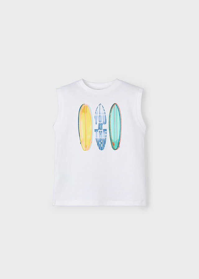 Conj. 3 pcs Camiseta tirantes con Camiseta m/c "wave"y Bermuda bañador