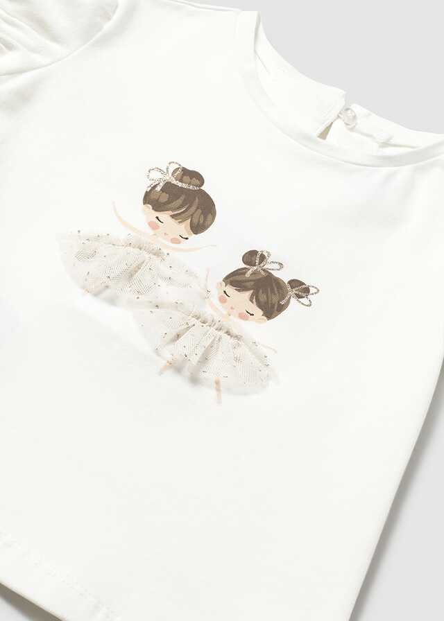 Conj. Camiseta m/c vestir y Falda tul plisado
