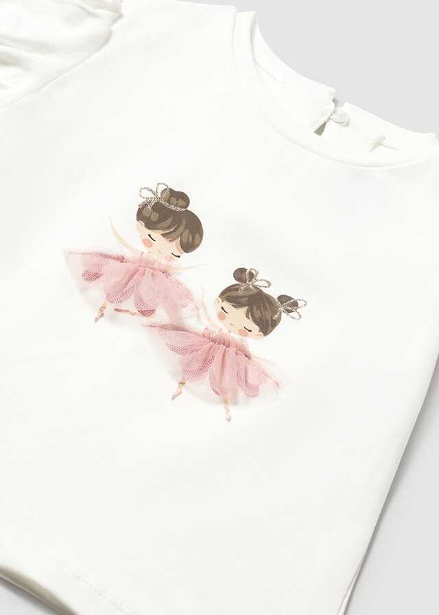 Conj. Camiseta m/c vestir y Falda tul plisado