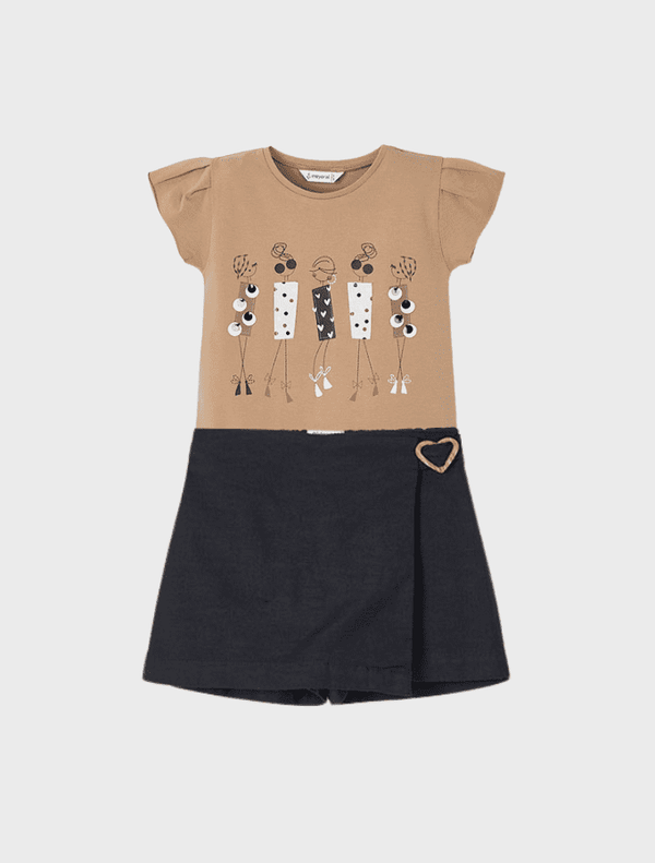 Conj. Camiseta m/c y Falda pantalon hebilla