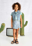 Falda denim plata