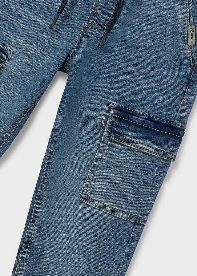 Pantalon denim jogger cargo