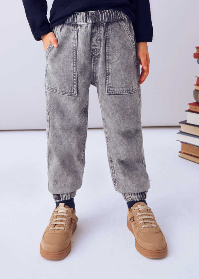 Pantalon denim parachute