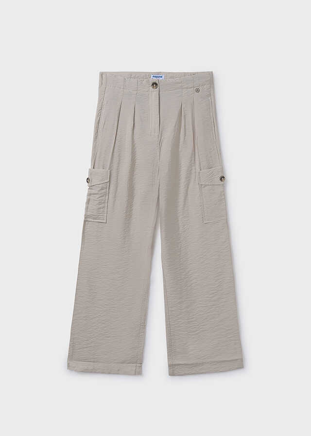 Pantalon largo fluido cargo